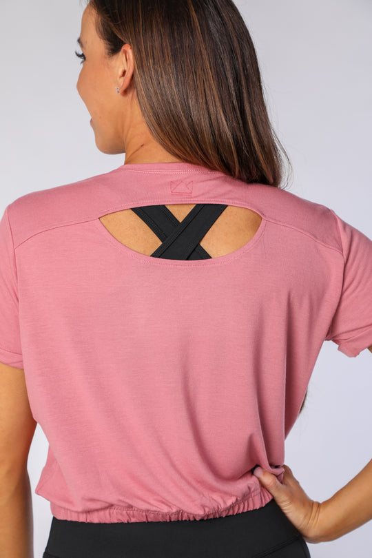 Crop Tee with Back Keyhole Cutout